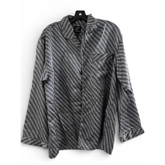 Black & White Other - Claudio Nucci Men's Lounge Shirt L Black White Button Front Ramie Pajama‎ Top